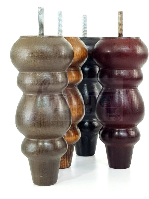 4 Replacement Turned Wooden Furniture Sofa Legs M8 Chair Settee Feet 200mm High - Image 3