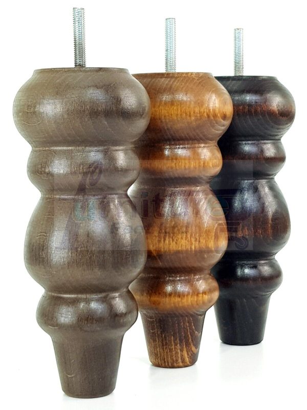 4 Replacement Turned Wooden Furniture Sofa Legs M8 Chair Settee Feet 200mm High - Image 4