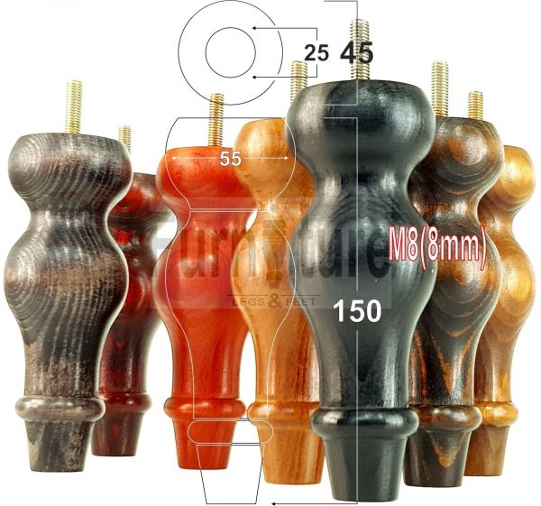 4 Replacement Legs Solid Wood Settee Furniture Feet 150mm High Sofa Chair Bed M8 - Image 14
