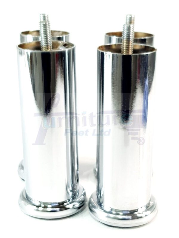 4 Silver Chrome Metal Legs 150mm High Replacement Feet Cabinet Sofa Chair Stool - Image 13