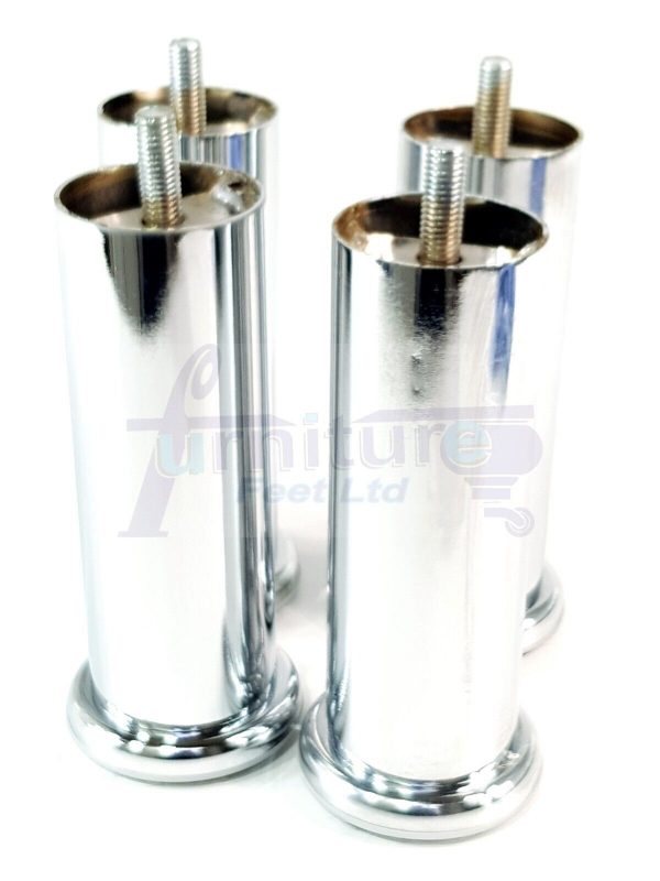 4 Silver Chrome Metal Legs 150mm High Replacement Feet Cabinet Sofa Chair Stool - Image 3