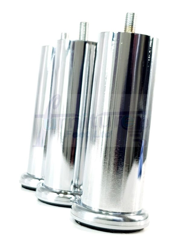 4 Silver Chrome Metal Legs 150mm High Replacement Feet Cabinet Sofa Chair Stool - Image 5