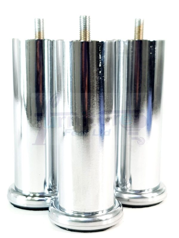 4 Silver Chrome Metal Legs 150mm High Replacement Feet Cabinet Sofa Chair Stool - Image 7