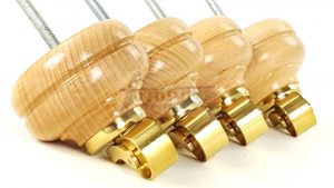 4  Wood Feet Natural Turned Furniture Brass Castor Leg Chair Stool Sofas M8