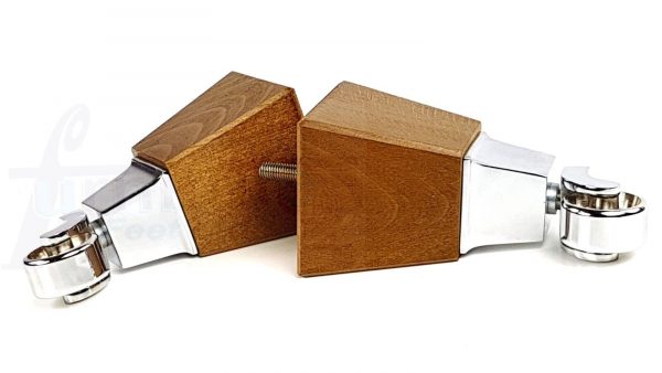 4x Block Wood With Chrome Castor Furniture Chair Settee Legs M8 Sofa Feet 150mm - Image 8