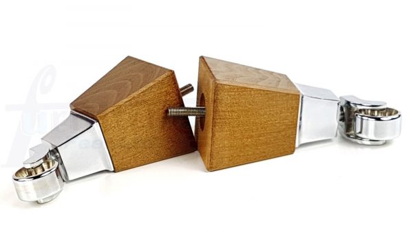 4x Block Wood With Chrome Castor Furniture Chair Settee Legs M8 Sofa Feet 150mm - Image 10