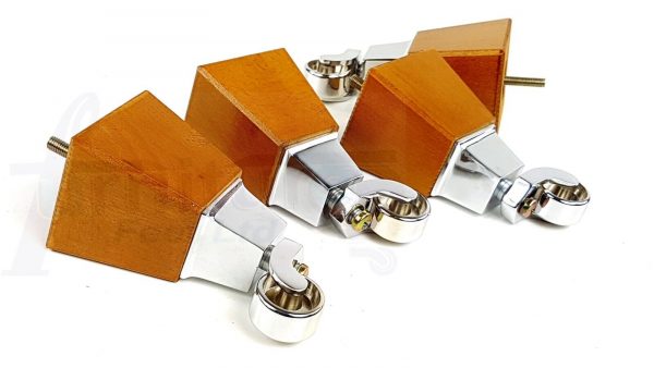 4x Block Wood With Chrome Castor Furniture Chair Settee Legs M8 Sofa Feet 150mm - Image 9