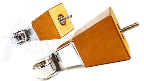 4x Block Wood With Chrome Castor Furniture Chair Settee Legs M8 Sofa Feet 150mm - Image 10