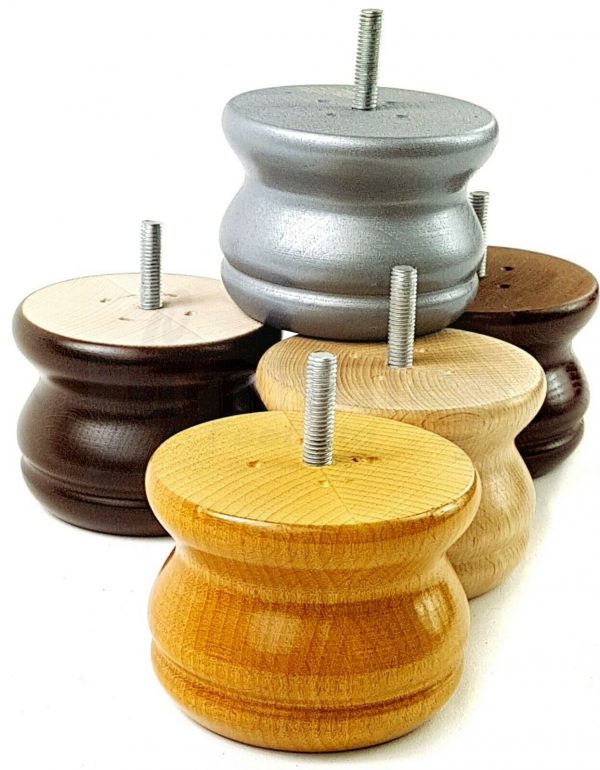 4x SOLID WOODEN FURNITURE LEGS M8(8mm) CHAIR REPLACEMENT BUN FEET 70mm HIGH - Image 4