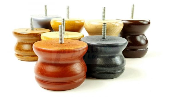 4x SOLID WOODEN FURNITURE LEGS M8(8mm) CHAIR REPLACEMENT BUN FEET 70mm HIGH - Image 8