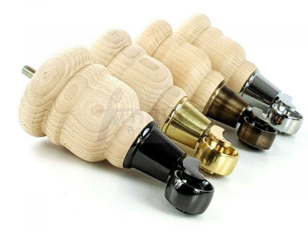 4x TURNED WOODEN CASTOR LEGS 165mm High CHAIR REPLACEMENT FURNITURE FEET M8(8mm) - Image 8