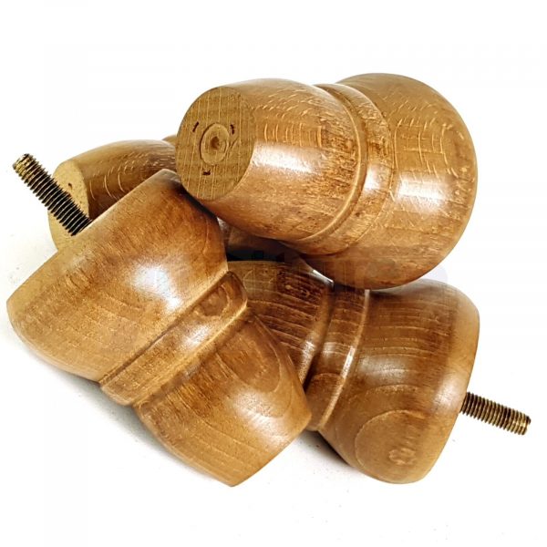 4x Turned Wood Dark Oak Repacement Furniture Legs M8 Sofa Chair Settee Feet 82mm - Image 12