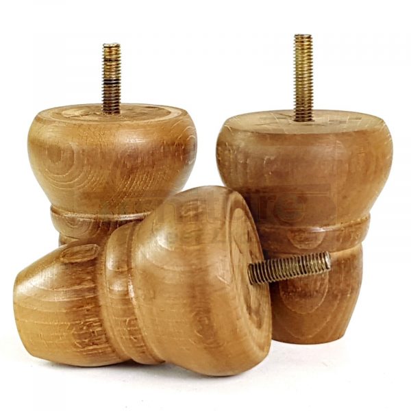 4x Turned Wood Dark Oak Repacement Furniture Legs M8 Sofa Chair Settee Feet 82mm - Image 7