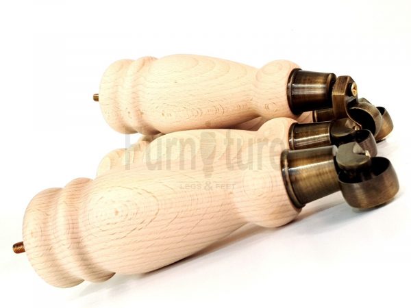 4x Turned Wood Furniture Castor Leg M8 Replacement Feet Chairs Stools Sofa 250mm - Image 7