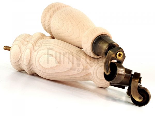 4x Turned Wood Furniture Castor Leg M8 Replacement Feet Chairs Stools Sofa 250mm - Image 8
