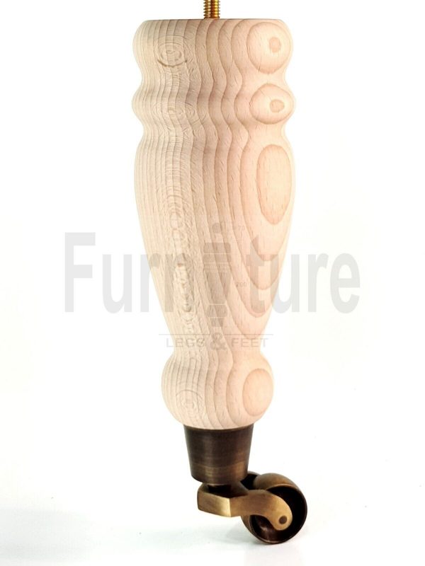4x Turned Wood Furniture Castor Leg M8 Replacement Feet Chairs Stools Sofa 250mm - Image 9