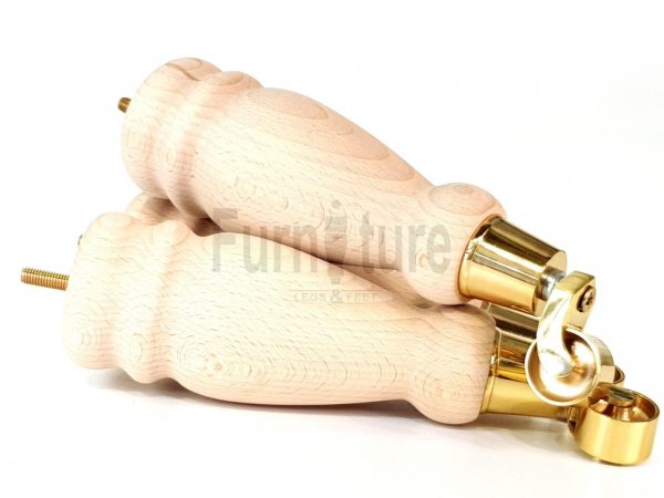 4x Turned Wood Furniture Castor Leg M8 Replacement Feet Chairs Stools Sofa 250mm - Image 7