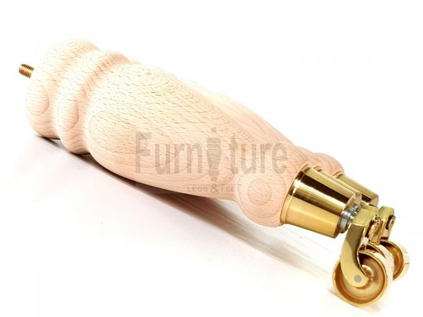 4x Turned Wood Furniture Castor Leg M8 Replacement Feet Chairs Stools Sofa 250mm - Image 9