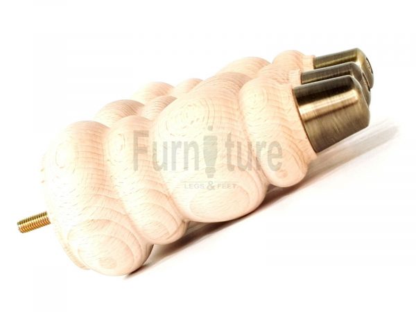 4x Turned Wood Furniture Feet Brass Slipper Cup M8 Chair Sofa Settee Legs 165mm - Image 11