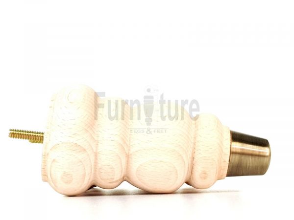 4x Turned Wood Furniture Feet Brass Slipper Cup M8 Chair Sofa Settee Legs 165mm - Image 10