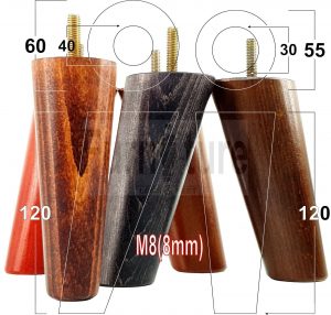 4x Turned Wood Furniture Settee Leg M8 Replacement Feet Chairs Stools Sofa 120mm