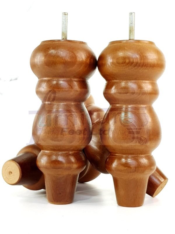 4x Turned Wood Repacement Furniture Leg Brown M8 Sofa Chair Settee Feet 200mm - Image 6