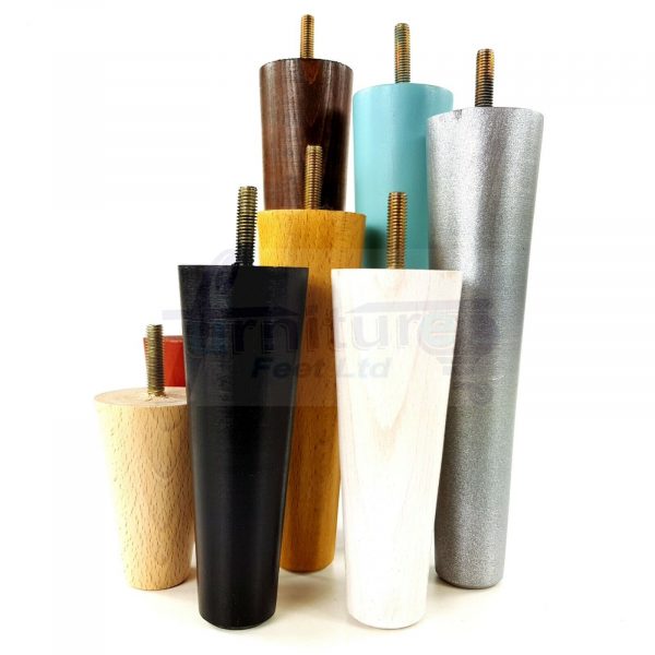 4x WOOD REPLACEMENT FURNITURE CHAIR LEG M8(8mm) TAPERED SETTEE FEET 150mm HIGH - Image 12