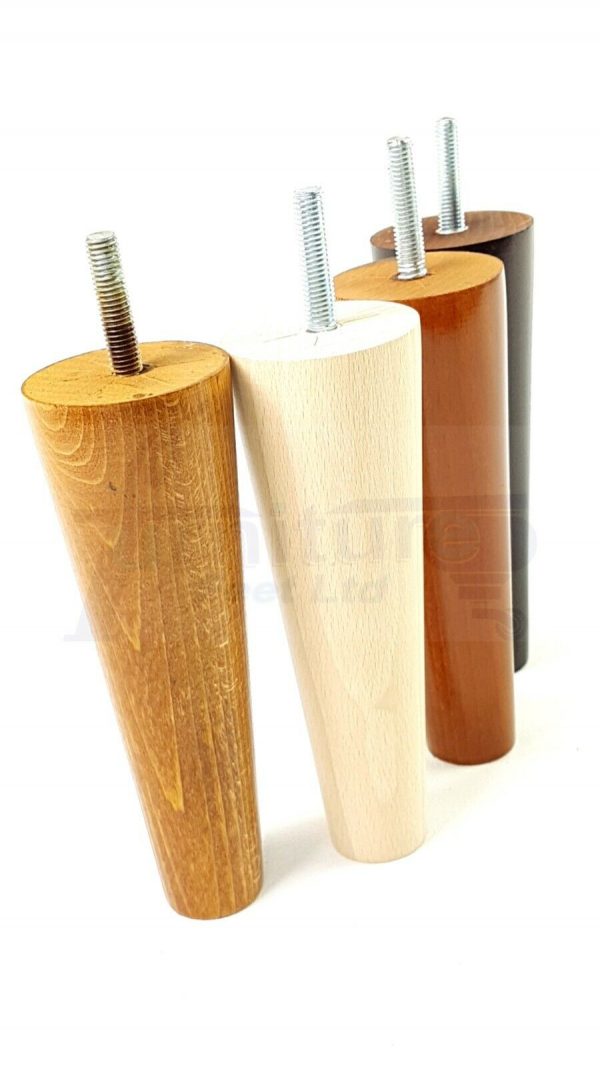 4x WOOD REPLACEMENT FURNITURE CHAIR LEG M8(8mm) TAPERED SETTEE FEET 150mm HIGH - Image 7