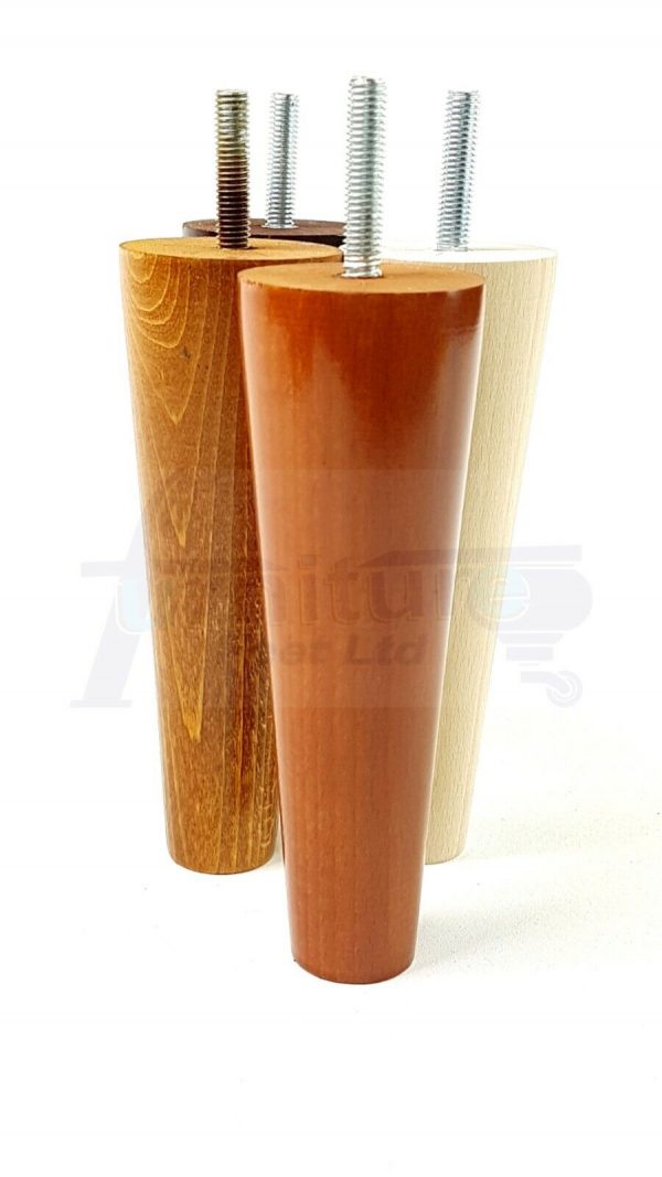 4x WOOD REPLACEMENT FURNITURE CHAIR LEG M8(8mm) TAPERED SETTEE FEET 150mm HIGH - Image 8