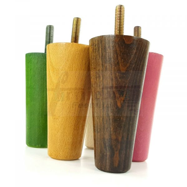4x WOOD REPLACEMENT FURNITURE CHAIR LEGS M10(10mm) SOFA - SETTEE FEET 100mm HIGH - Image 4
