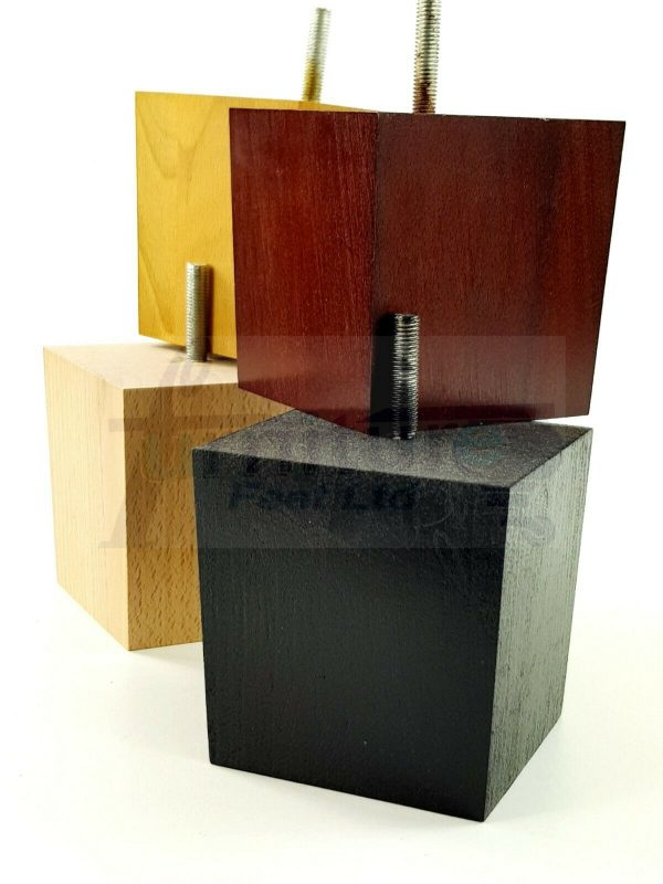 4x WOOD REPLACEMENT FURNITURE CHAIR LEGS M10(10mm) SOFA - SETTEE FEET 90mm HIGH - Image 4