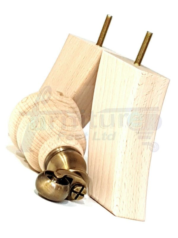 SOLID RAW WOOD BRASS CASTOR FURNITURE CHAIR LEGS M8(8mm) SOFA FEET 155mm HIGH - Image 11
