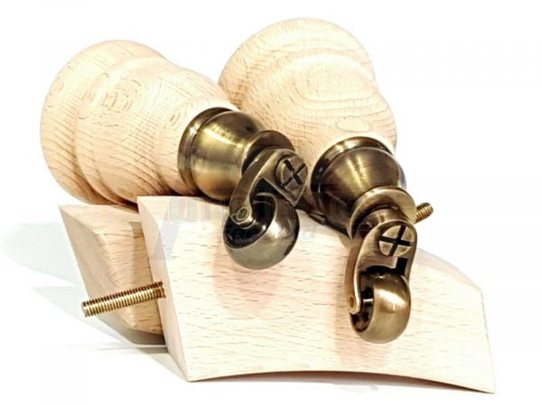 SOLID RAW WOOD BRASS CASTOR FURNITURE CHAIR LEGS M8(8mm) SOFA FEET 155mm HIGH - Image 12