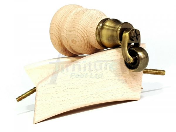 SOLID RAW WOOD BRASS CASTOR FURNITURE CHAIR LEGS M8(8mm) SOFA FEET 155mm HIGH - Image 4