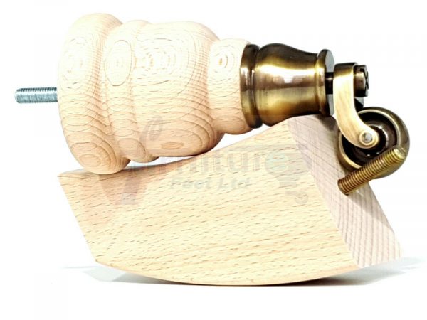 SOLID RAW WOOD BRASS CASTOR FURNITURE CHAIR LEGS M8(8mm) SOFA FEET 155mm HIGH - Image 6