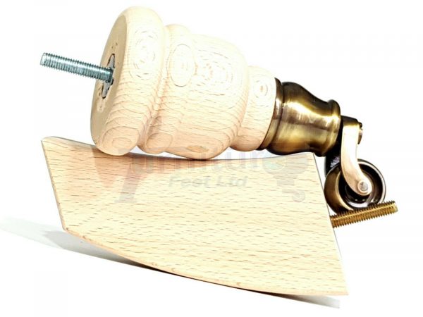SOLID RAW WOOD BRASS CASTOR FURNITURE CHAIR LEGS M8(8mm) SOFA FEET 155mm HIGH - Image 8
