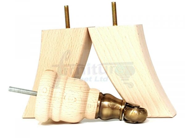 SOLID RAW WOOD BRASS CASTOR FURNITURE CHAIR LEGS M8(8mm) SOFA FEET 155mm HIGH - Image 9