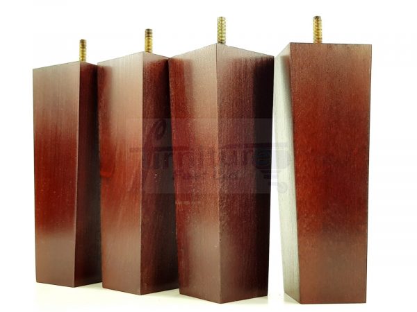 Square Wood Legs Replacement Block Furniture Feet 100 - 240mm High M8 Mahogany - Image 3