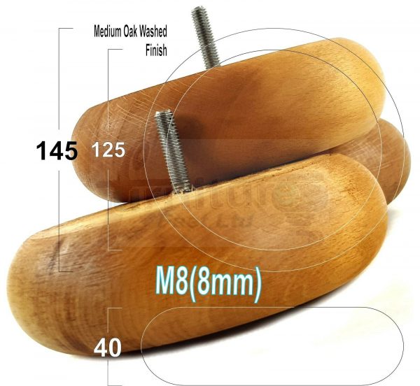 4x BUN WOOD SETTEE LEGS 40mm High CHAIR REPLACEMENT SOFA FURNITURE FEET M8(8mm) - Image 19