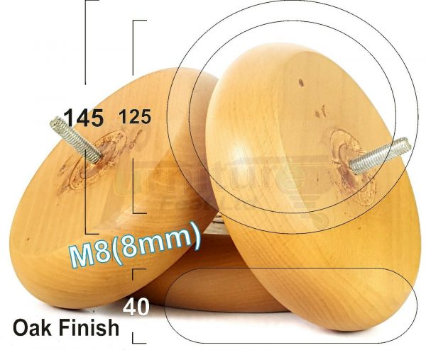 4x BUN WOOD SETTEE LEGS 40mm High CHAIR REPLACEMENT SOFA FURNITURE FEET M8(8mm) - Image 24
