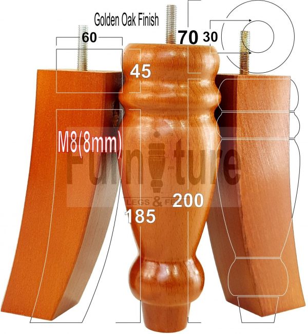 4x Replacement Solid Wood Furniture Sofa Legs M8 Chair Settee Feet 200mm High - Image 14