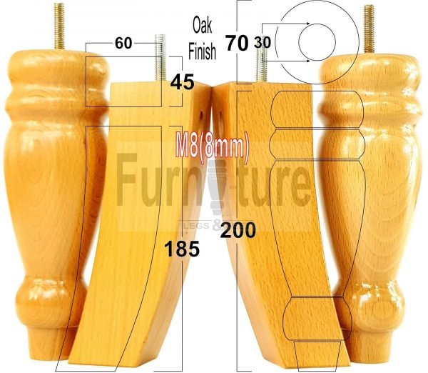 4x Replacement Solid Wood Furniture Sofa Legs M8 Chair Settee Feet 200mm High - Image 33