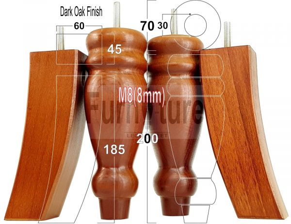 4x Replacement Solid Wood Furniture Sofa Legs M8 Chair Settee Feet 200mm High - Image 25