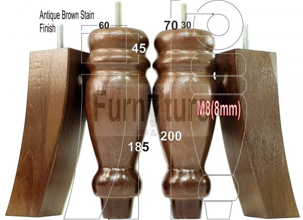 4x Replacement Solid Wood Furniture Sofa Legs M8 Chair Settee Feet 200mm High - Image 18