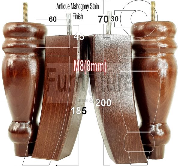 4x Replacement Solid Wood Furniture Sofa Legs M8 Chair Settee Feet 200mm High - Image 20