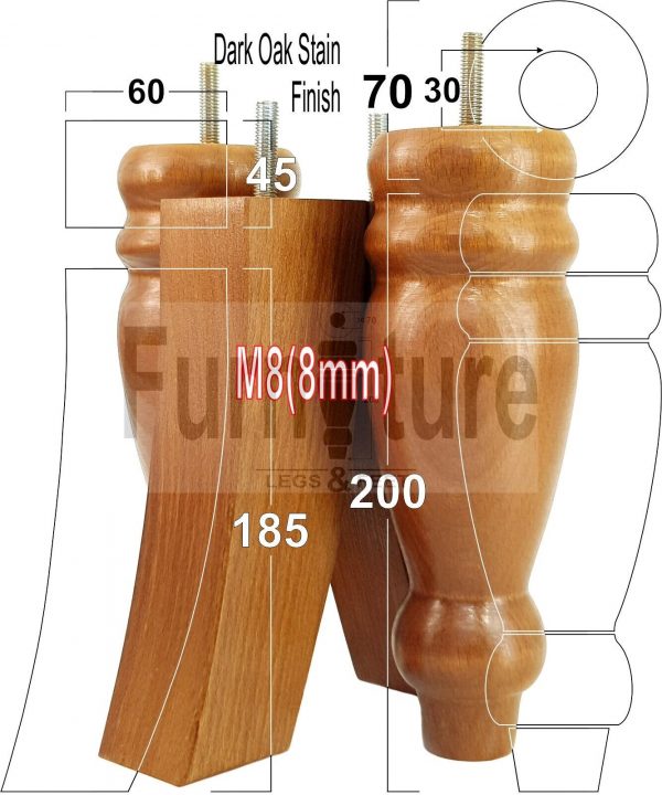 4x Replacement Solid Wood Furniture Sofa Legs M8 Chair Settee Feet 200mm High - Image 26
