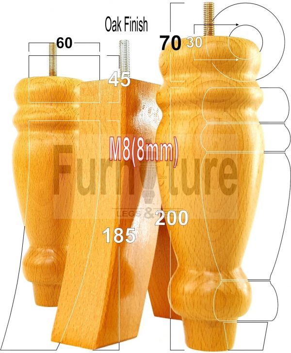 4x Replacement Solid Wood Furniture Sofa Legs M8 Chair Settee Feet 200mm High - Image 17