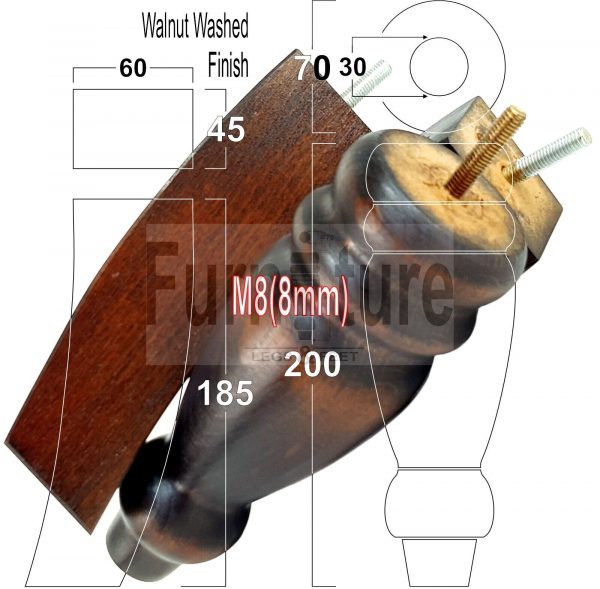 4x Replacement Solid Wood Furniture Sofa Legs M8 Chair Settee Feet 200mm High - Image 28