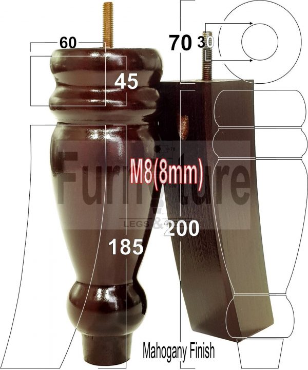 4x Replacement Solid Wood Furniture Sofa Legs M8 Chair Settee Feet 200mm High - Image 15