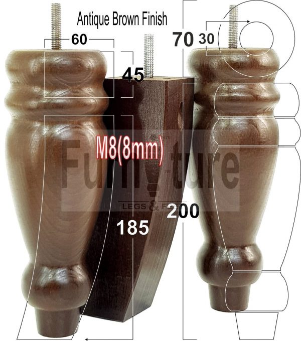 4x Replacement Solid Wood Furniture Sofa Legs M8 Chair Settee Feet 200mm High - Image 12